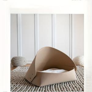 TEMU 노르딕 스타일 반밀폐형 펠트 고양이 침대 - 두꺼운 펠트 사계절용 아늑한 은신처, 돔형 커버, 탈부착 세탁 가능 베이스, 쉬운 조립 / 실외용 (그레이) - 스칸디나비아 호환 (고양이)