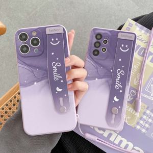 TEMU 스마일리 얼굴 디자인의 휴대폰 케이스, 손목 스트랩 포함, Apple for iphone 시리즈 11/12/13/14/15/16/16PRO/16PROMAX 및 for samsung for galaxy 시리즈 A05/A15/A25/A35/A53/A54/A55/S23/S24/S25 호환