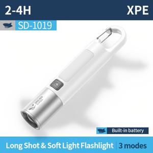 TEMU 스마일링 샤크 초경량 손전등 - 78g 경량, 줌 기능, 캠핑/수리/독서 다용도, USB 충전식, 200 루멘 밝기, 18650 리튬 배터리, ABS 소재, 캠핑 장비 | 모던 손전등 | 내구성 좋은 손전등