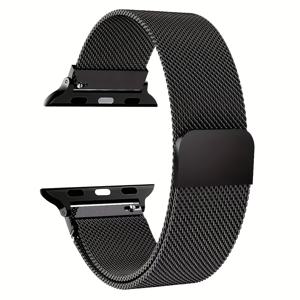 TEMU Apple Watch Series 11/10/9/8/7/6/5/4/3/2/SE 3/Ultra 3/2용 스테인리스 스틸 밀라네시 시계 스트랩 - 블랙 메탈 밴드, 조절 가능한 걸쇠, 남녀 공용 내구성 좋은 스타일리시 스마트워치 액세서리, 스마트워치 액세서리, 세련된 시계 디자인