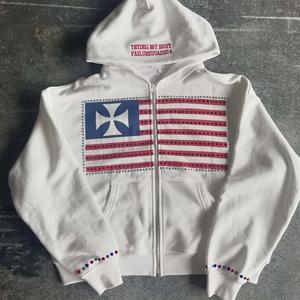 TEMU Y2K 빈티지 아메리칸 스트리트웨어 오버사이즈 루즈 플래그 지퍼업 후드티, Y2K 하라주쿠 커플 스웨트셔츠, 남성 후드티, 가을/겨울 디자인 컬러 클래시 패턴, 여성 후드 스웨트셔츠, 하라주쿠 스타일 루즈 지퍼업 자켓