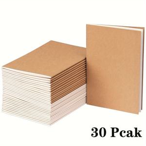 TEMU 30개 대량 크래프트 종이 노트북 세트 - 각 36장의 빈 페이지, 두꺼운 갈색 카드보드 무결합 제본, 튼튼한 제본 교체 페이지, 사무실, 여행 일기, 스케치, 색칠 공부용 (대량 구매 할인)