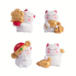 TEMU 4개 세트 미니어처 크리에이티브 귀여운 고양이 피규어, DIY 장식 액세서리, 데스크탑 차량용 부자 만들기 소품