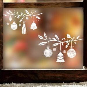 TEMU 셀프 접착식 탈부착 가능한 모던 화이트 PVC 창문 스티커 - 종과 장식이 달린 가지, 불규칙한 나무/관목/지붕 스티커, 유리문, 거울용 - 휴일 및 사계절 장식