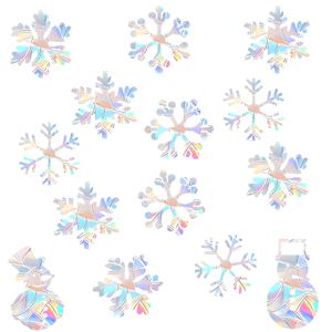 TEMU 14개 조류 스태틱 클링 창문 스티커 - (잔여물 없음) 무지개 빛깔 프리즘 비닐 데칼, 두께 필름 /사무실/조류 친화적, 겨울 눈송이 & 잎사귀 패턴 (쉬운 설치)