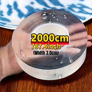 TEMU 1롤 3cm x 20m/0.12인치 x 65피트 나노 양면 테이프 - 초강력 투명 접착제, 세척 및 재사용 가능, 잔여물 없음, 유리, 플라스틱, 나무, 금속, 욕실, 주방, 공예, 온도 고정, 강력한 투명 뒷면에 적합, 순간접착제, 양면테이프 초강력, 스티커 테이프, 마스킹 테이프, 롤테이프, 와시 테이프