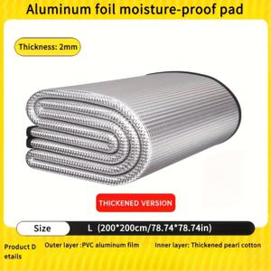 TEMU 1개 튼튼한 두꺼운 알루미늄 호일 캠핑 매트 - 휴대용 야외 해변 & 피크닉 매트, 내장 수납 포켓, 캠핑, 하이킹, 하이킹 장비용 내구성 & 경량, 직사각형 디자인, 견고한 구조, 하이킹 필수품