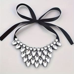 TEMU 여성용 라지 멀티 레이어 투명 화이트/라지 비즈 목걸이 - 라운드 보호-시크 스타일 스톤 비즈, 코팅 없음, 연중 우아한 스타일, 데일리 웨어 & 파티용, 드레스, 블라우스와 호환 가능