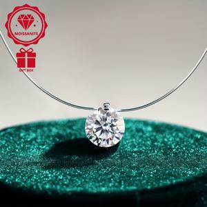 TEMU 실버 도금 모이사나이트 인어의 눈물 투명 낚시줄 목걸이, 다용도 유럽&미국 INS 디자인 펜던트 쇄골 체인