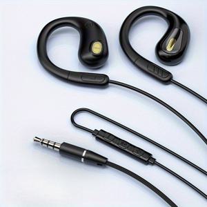 TEMU OKCSC 오픈 이어 공기 전도 헤드폰, ENC 마이크 & 인라인 컨트롤, USB-C/3.5mm 듀얼 플러그 유선 스포츠 헤드셋, 유연한 이어 후크, 가벼운 스테레오 사운드, 러닝, 사이클링, 오피스용 - 스마트폰/태블릿 (케이스 미포함)|헤드폰