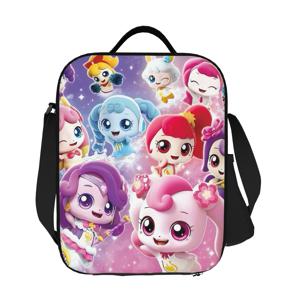 TEMU 캐치-티니핑 귀여운 애니메이션 치비 토트백 티니핑 캐릭터 포함 (핑크/퍼플/블루/핑크) - 백팩 스타일 책가방, 직장, 여행용, 튼튼한 핸드백, 견고한 블랙 스트랩 & 만화 디자인, 비식품 접촉