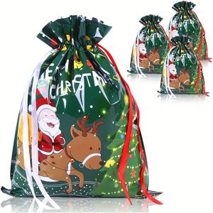 TEMU 4개 대형 크리스마스 선물 드로스트링 가방 - 39x51cm, 녹색 & 빨간색 & , 튼튼한 플라스틱, 파티 & 선물용으로 완벽, 축제 디자인, |축제 디자인 가방|튼튼한 플라스틱 가방, 크리스마스 가방, 포장용품, 파우치, 선물가방, 종이가방, 포장, 부직포가방