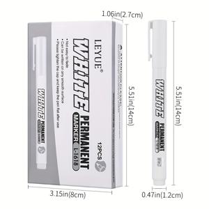 TEMU [12개 화이트 마커] 12개 화이트 영구 화이트 마커 | 알코올 페인트, 오일 방수 타이어 페인트, 마커, 젤 펜, 내구성, 얼룩 방지, 선명한 색상 - 창의적인 디자인에 완벽, 미세 팁 마커,부드러운 필기,오래 지속되는 잉크,유성 잉크,페인트 마커,공예용 마커,DIY 애호가