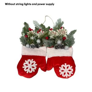 TEMU 크리스마스 장갑 화환 | 플라스틱, 비전기식, 문 장착형, 인조 소나무 가지, 빨간색 열매, 실내 장식용 불투명 콘 포함, 크리스마스 트리, 벽 장식 및 장식에 적합