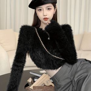 TEMU 두꺼운 따뜻한 숏 스웨터, 가을 겨울 캐주얼 패션 다용도 여성 가디건