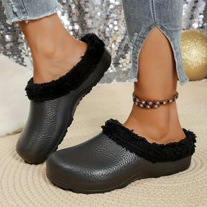 TEMU 심플 솔리드 컬러 여성 슬리퍼, 가을/겨울 실내 커플 스타일, 따뜻한 안감이 있는 편안한 신발 쉘, 아웃도어 슬립온, 실내 슬리퍼 & 호텔 작업화