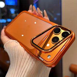 TEMU 아이폰 17 프로 맥스 17 프로 17 16 프로 맥스 16 프로 16 15 프로 맥스 15 프로 맥스 15 프로 15 프로 맥스 14 프로 13 프로 맥스 12 프로 맥스 11용 럭셔리 렌즈 프레임 브래킷 스탠드 폰 케이스, 충격 방지 아머 범퍼 클리어 커버 및 렌즈 글라스 포함|케이스