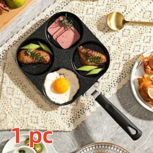 TEMU 4칸 논스틱 그릴 팬, 내성 코팅 처리 - 헤비 듀티 주철 프라이팬, 인덕션/쿡탑 호환, 논스틱 표면, 균일한 열 분산, 계란, 팬케이크, 미니 버거, 아침 요리용 - 내구성 좋은 주방 필수품