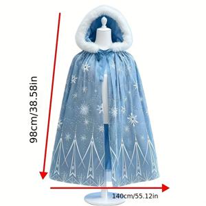 TEMU 1개 ' 크리스마스 망토 코스튬 - 후드 & 인조 퍼 트림, 눈꽃 드레스 화이트 트림, 부드러운 겨울 코트 스타일 액세서리, 생일 파티, 너트크래커 & 발레 공연용 (깃털 없음, 손세탁 가능)