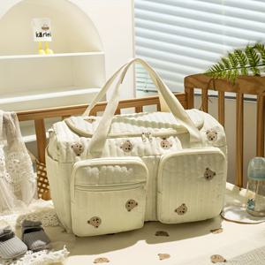 TEMU 대용량 엄마 기저귀 가방/병원 가방/출산 가방 - 지퍼 메인 수납공간, 앞주머니, 사이드 포켓이 있는 내구성 기저귀 가방 - 기저귀, 물티슈, 젖병 정리용. 여행 및 일상 사용에 적합. 크리스마스 선물, 추수감사절 선물, 생일 선물, 할로윈 선물