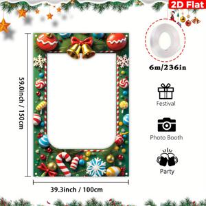 TEMU 1개 겨울 원더랜드 크리스마스 & 새해 파티 배경 - 진저브레드 맨, 캔디케인, 눈송이, 눈 덮인 언덕, 종 장식 - 내구성 있는 패브릭 크리스마스 포토부스, 파티 장식용