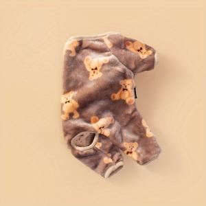 TEMU 겨울 & 가을 따뜻한 플란넬 애완동물 롬퍼 수트 - 소형/중형 강아지 & 고양이용 코지 베어 의상, 두꺼운 원피스 코스튬, 세탁기 사용 가능한 강아지 옷 (포메라니안, 치와와, 시츄, 새끼 고양이용)