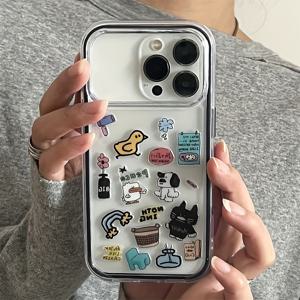 TEMU 귀여운 강아지, 고양이, 꽃, 오리 캐릭터가 담긴 투명 폰 케이스 스티커. 다양한 아이폰, 최신 모델까지 지원됩니다. 창의적이고 스타일리시한 케이스는 충격 방지 기능이 있으며, 장치 보호를 제공합니다. 폰 케이스 귀여움