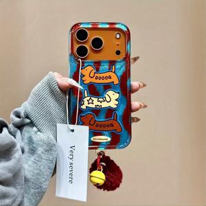 TEMU 귀여운 불규칙 다치쉐운드 만화 주름 핸드폰 케이스, 폼폼 펜던트 포함, 아이폰 17/16/11/13/ Plus/15 Pro/15 Pro Max/12/14 Pro Max/Xs/Xr/11 Pro Max/12 Pro/12 Pro Max/13 Pro/13 Pro Max/14 Pro/14 Plus/7/8 Plus에 적합. 신제품