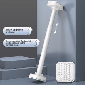 TEMU 1개 헤비듀티 조절 가능한 스프링 텐션 옷걸이 & 샤워 커튼 로드 - 폴 필요 없음, 텐션 장착 브래킷이 있는 확장형 금속 빨래 건조대, 공간 절약형 욕실 타월 바, 아파트용 모던 디자인|빨래건조대|수건|커튼봉