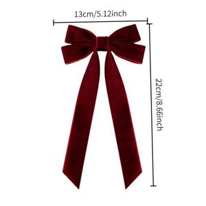 TEMU 크리스마스 장식용 벨벳 텍스처 롱 리본 보우 3D 광택 - 의상과 장식에 완벽, 모든 공간에 아름다운 의식적 터치를 더합니다. 크리스마스 장식, 의상, 액센트에 이상적. 크리스마스 트리, 홈, 룸, 생일 파티, 문, 웨딩 장식용 벨벳 보우