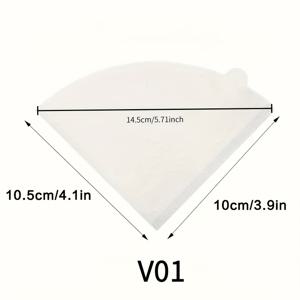 TEMU 100팩 대량 화이트/내추럴 우드 (V01/V02 모델용) 콘 커피 필터 - 핸드 푸어 & 드립 커피 메이커용 일회용 종이 필터 시트, 커피 머신, 카페, 가정용 호환 - 내구성 있는 브루잉 페이퍼