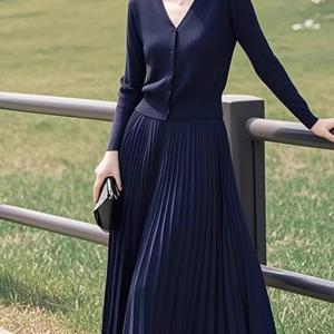 TEMU 한국 스타일 패션 기질 플리츠 하프 레인지 스커트 허리 슬리밍 복부 가리개 미드 레인지 스커트 2025 봄/가을 신상 스타일