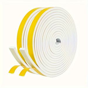 TEMU 2롤, 강력한 접착성 날씨 차단, 고밀도 폼 날씨 차단 도어 씰 스트립 단열 테이프 롤 핫 프레임, 창문, 에어컨을 위한 12mm(W)x 3mm(두께)의 흰색 테이프, 총 10미터 (각 롤당 5미터 길이)|창문형에어컨