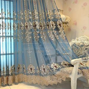 TEMU 2개 패널 고급 유럽풍 럭셔리 빌라 자수 시어 커튼, 거실 발코니 침실 파티션 창문 드레이프