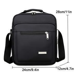 TEMU 튼튼한 옥스포드 천 남성용 메신저 백 - 캐주얼 블랙 숄더 브리프케이스, 여행 및 일상 사용을 위한 대용량 다용도 수납|남자서류가방