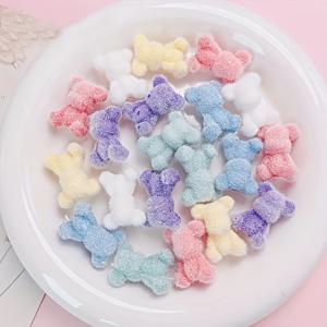 TEMU COOSTEE 10-팩 혼합 마카롱 컬러 플록 처리 3D 곰 비즈, DIY 펜 장식 및 수제 장신구 액세서리용 아크릴 소재