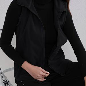 TEMU 가을과 겨울용 여성 플리스 안감 블랙 조끼