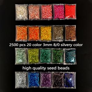 TEMU 2500개 20색상 100g 고품질 초미세 3mm 은빛 채워진 쌀 구슬 씨앗 비즈 키트 미니 비즈는 팔찌, 귀걸이 및 핸드 체인에 적합하며 어머니나 친구에게 선물로 좋습니다