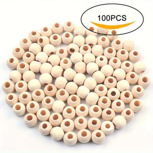 TEMU 300/200/150/100 미완성 추가 큰 구멍 자연 목재 비즈, 10-20mm 크기 다양성, DIY 보석, 팔찌, 귀걸이, 목걸이 및 수제품에 적합 - 창의적인 프로젝트에 적합한 밝은 색상 원형 비즈