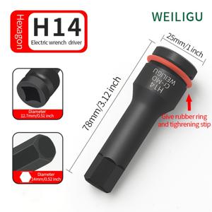 TEMU 공기 구동 헥스 소켓 비트 헤드 전기 렌치 적합, 1/2인치 드라이버는 강화 잠금 핀과 고무 링이 함께 제공되는 자동차 수리 도구 H4-H19, M5-M21 나사 분해 및 설치에 적합