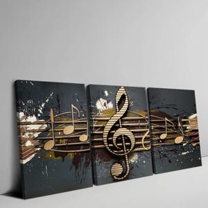 TEMU 창의적인 공간을 위한 영감을 주는 추상 음악 표기법이 있는 2D 플랫 프레임 3개 캔버스 포스터 벽 예술, 걸 준비된 고화질 인쇄 캔버스 코어 아트, 2D 플랫