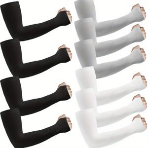 TEMU 10쌍 남성용 쿨링 암 슬리브 (엄지 구멍 포함) - 러닝, 하이킹, 마라톤용 흡습 통기성 소재 - 블랙 & 화이트, 스포츠 디자인, 유연한 재질, 러너 기어|쿨토시