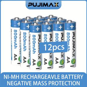 TEMU PUJIMAX AA/AAA 니켈수소 충전식 배터리 고용량 800mAh/300mAh, 무선폰, 게이밍 마우스, RC 자동차, 보조배터리용 - 저자체방전, AA/AAA 기기 호환 가능, 팬 작동 배터리, 브랜드 표시