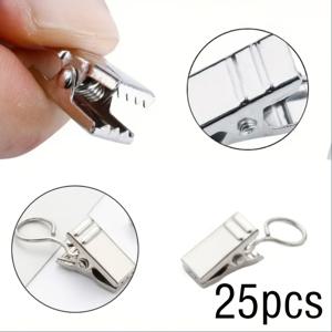 TEMU 25개의 은빛 금속 날카로운 클립 커튼 클립, 사진 벽 고정, 커튼 트랙 포스트카드에 적합 - 야외 및 여행 사용 (습식 옷 클리핑, 피크닉 매트 고정) 가정 정리 (식탁용품 클리핑, 수건, 접시, 문서) 주방 사용 (칩 스낵 가방 밀봉, 접시, 장갑 등)