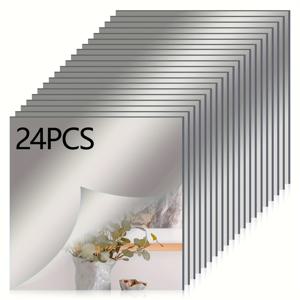 TEMU 4개/8개/16개/24개 DIY 벽 스티커 아크릴 거울, 20×20cm 자체 접착 거울, 전체 몸 거울 시트 벽 스티커, 두꺼운 벽 거울, 거실 및 욕실용 무테 벽 거울