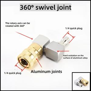 TEMU 고압 청소 총기 액세서리 1/4 퀵 커넥트 360도 퀵 조인트 다각형 5속 모드 변환 및 범용 조인트