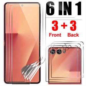 TEMU 삼성 갤럭시 Z 플립 7용 6개 세트, 전면 및 후면 스크린 보호 필름 강화 유리 백 커버, Z 플립 7용 스크래치 방지 보호 케이스