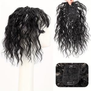 TEMU 여성용 앞머리 탑퍼 가발 - 자연스러운 짧은 곱슬 머리핀, 보이지 않는 클립 디자인, 가늘어지는 머리를 위한 다기능 헤어 액세서리, 일상 사용에 완벽, 다크 브라운 컬러, 여성용 스타일리시 가발, 여성용 오리지널, 픽시 가발 여성용 짧은, 여성용 자연스러운 가발, 여성용 시스루 없는 외관