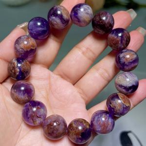 TEMU 1개 천연 보라색 비즈 목걸이 - 진보라에서 갈색빛 보라까지의 대리석 무늬, 9월 탄생석 주얼리, 우아한 비즈 체인 (일상 & 정장용) - 남성 선물용 럭셔리 목걸이 / 파티 액세서리, 독특한 비즈워크, 아티산 주얼리, 청소년 패션|탄생석|남자목걸이|비즈목걸이