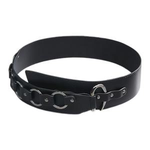 TEMU 1개 여성용 레트로 고딕 허리 조임 벨트 - 조절 가능한 버클 & 후크 앤 아이 클로저, 코트/드레스용 블랙 벨트, 스타일 웨딩, 파티, 중세 행사용 액세서리 (세탁 불가, 표준 사이즈)